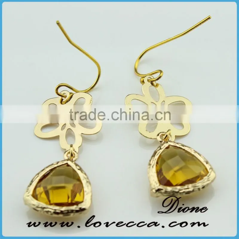 2016 High Quality Natural Brass Glass Earring