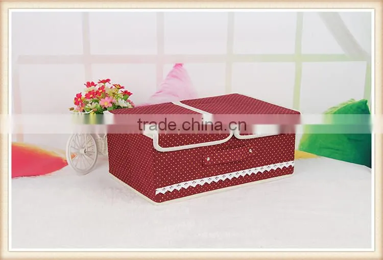 Two lids non-woven storage box with division inside