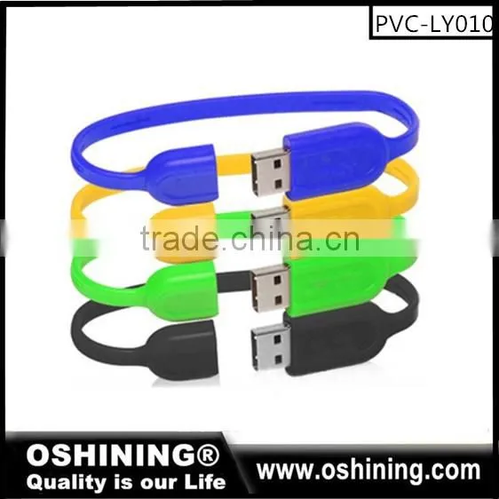 Free LOGO USB 2.0 bracelet silicone real capacity usb stick cheap promotional(PVC-LY003)