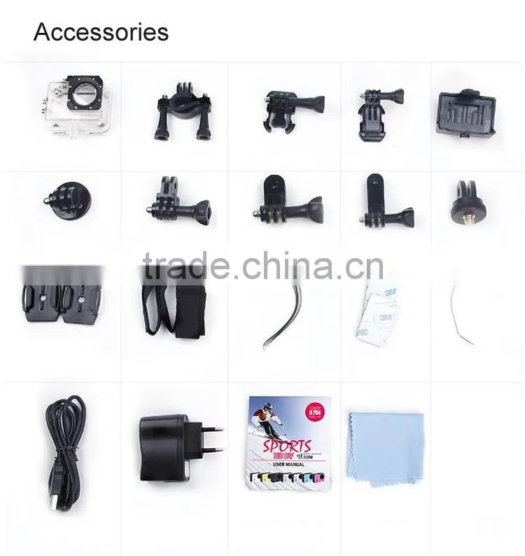 HD 1080P Sport Action Camera DV Car DVR WIFI H.264 170degree fish eye lens 2inch screen