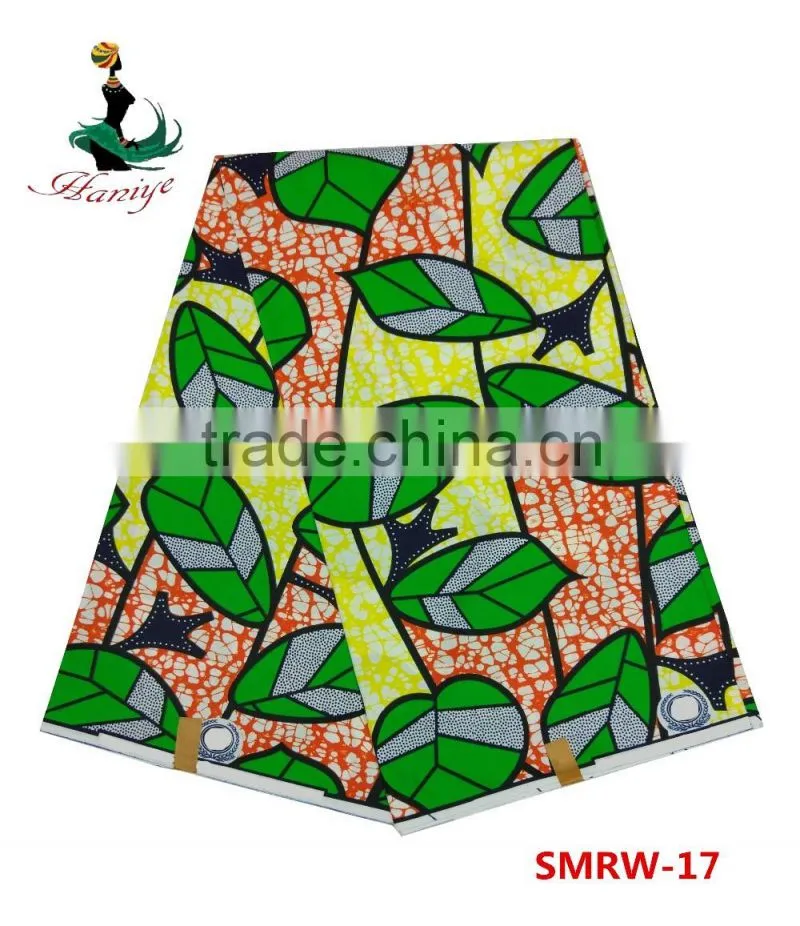real cotton wax fabric SMRW-16 Hot selling african wax floral printed fabric
