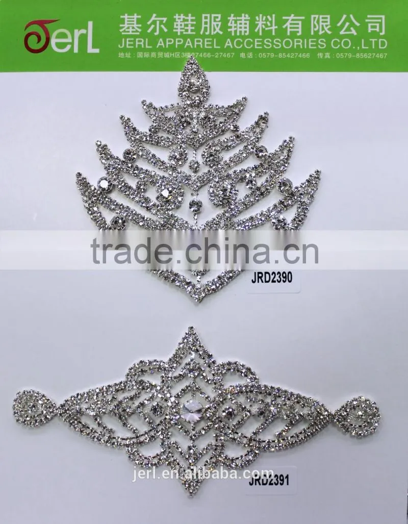 Wholesale High Style Elegant Design Bridal Applique Crystal Embellishments Rhinestone Appliques