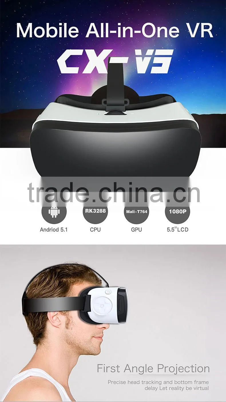 CX-V5 5.5inch 1080p full hd screen touch control rockchip rk3288 all in one virtual reality v002