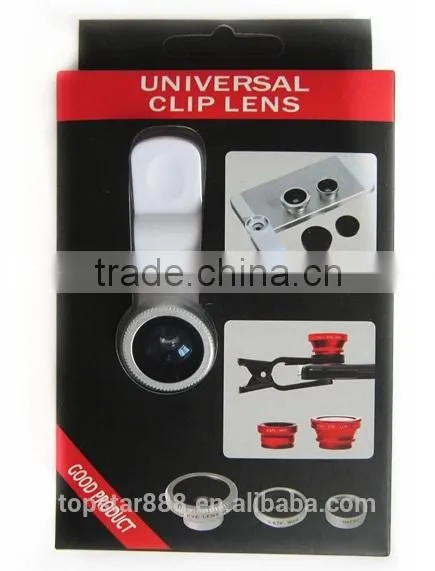 2015 Factory-direct price Universal clip 3 in 1 lens for mobile phone fisheye lens, wide angle lens, micro lens.
