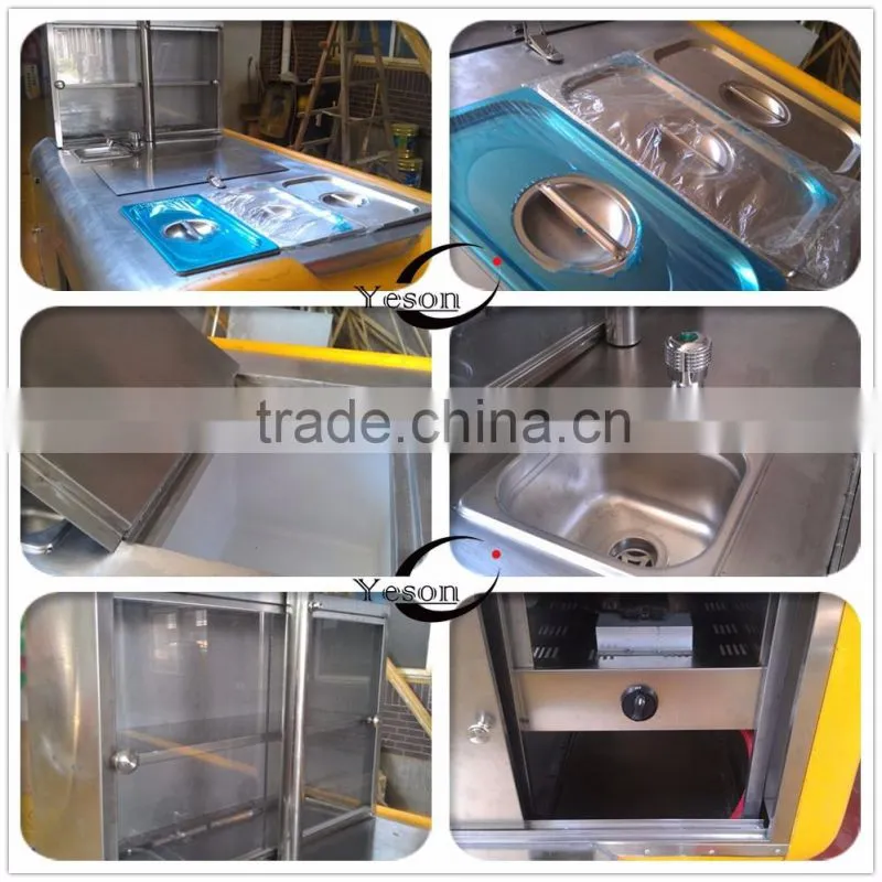 0.3 ton food cart trailer / hot dog cart churros food trailer with 12 months / 2.2 m length mobile food trailer