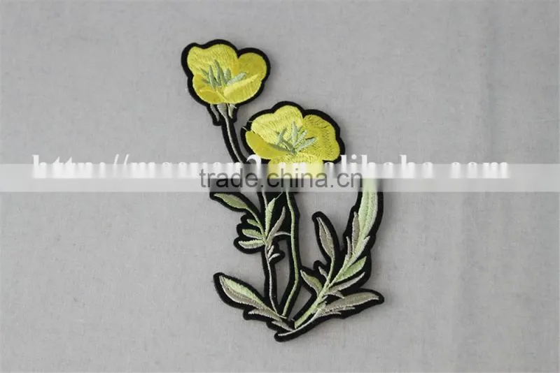 beautiful yellow flower patches customized embroidery patch products for sale