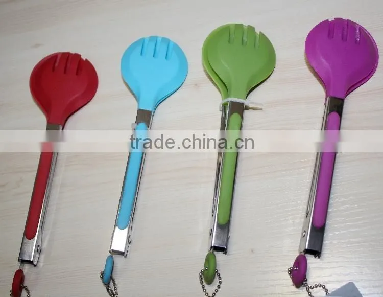 BBQ tongs wholesale bbq grill tongs rose round stainless steel +nylon tongs NL83
