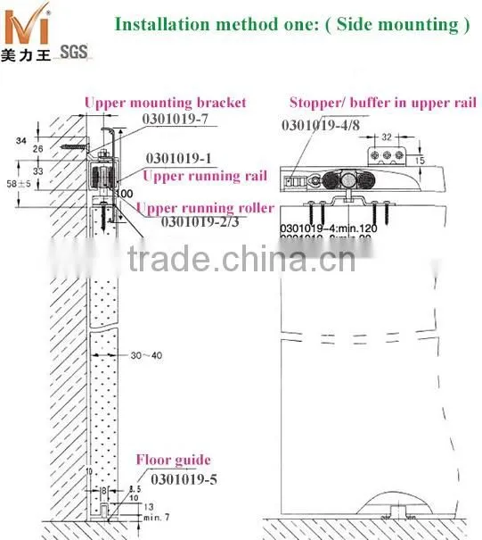 Superior Furniture Wardrobe Inner Hanging Sliding Door Roller Sliding Door Fittings