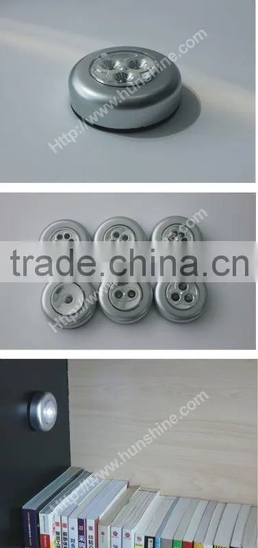 mini ABS push round rechargeable touch light with 3led