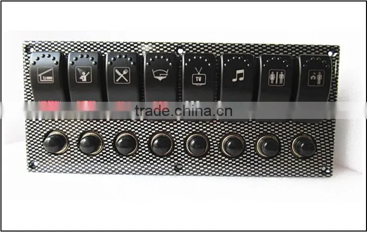 New Car Boat Marine LED Rocker Switch Panel 8Gang