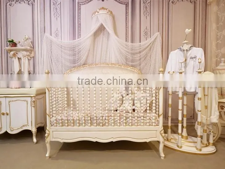 Victoria Style Carved Wooden Children Bed,Elegant Pink & White Painted Girl's Bed,Noble Bedroom Furniture Kid's Bed Set