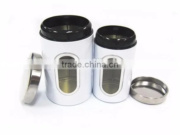 3 Pieces White Stainless Steel Window Storage Canister Set