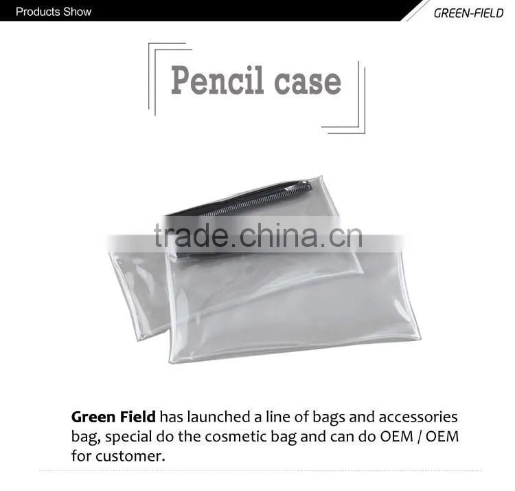 Transparent leather pencil pouch,clear PVC pencil case
