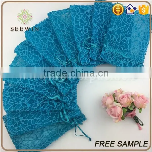 christmas drawstring small organza mesh floral bag