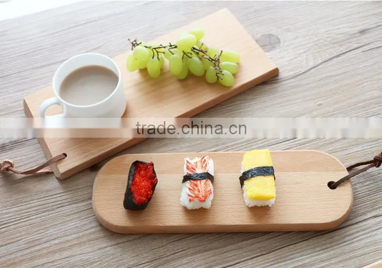 Wholesale price unfinished solid beech sushi serving tray