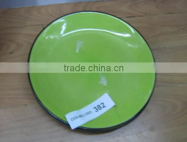 Brown rimed solid color bulk ceramic dinner plate