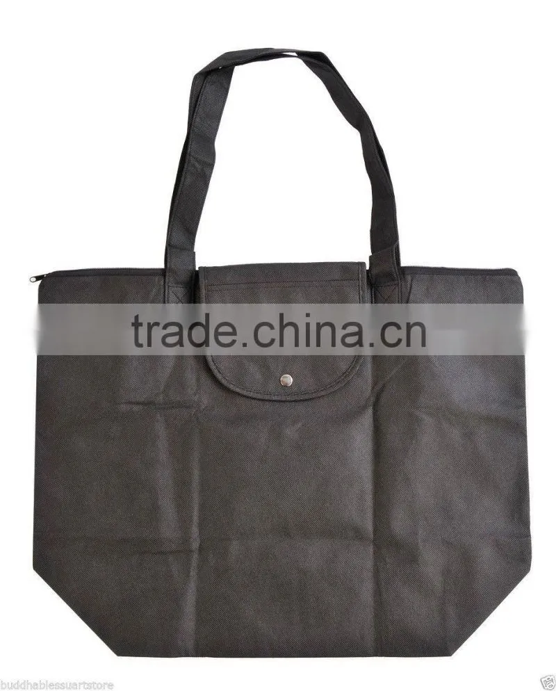 Black and Blue Foldable Zippered Totes Grocery Shopping Bags