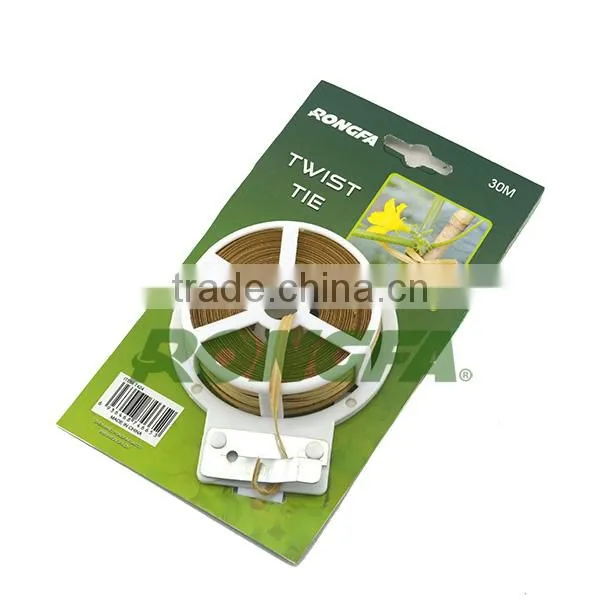 3mm x 30m gardening use coiled kraft paper twist ties in diapenser