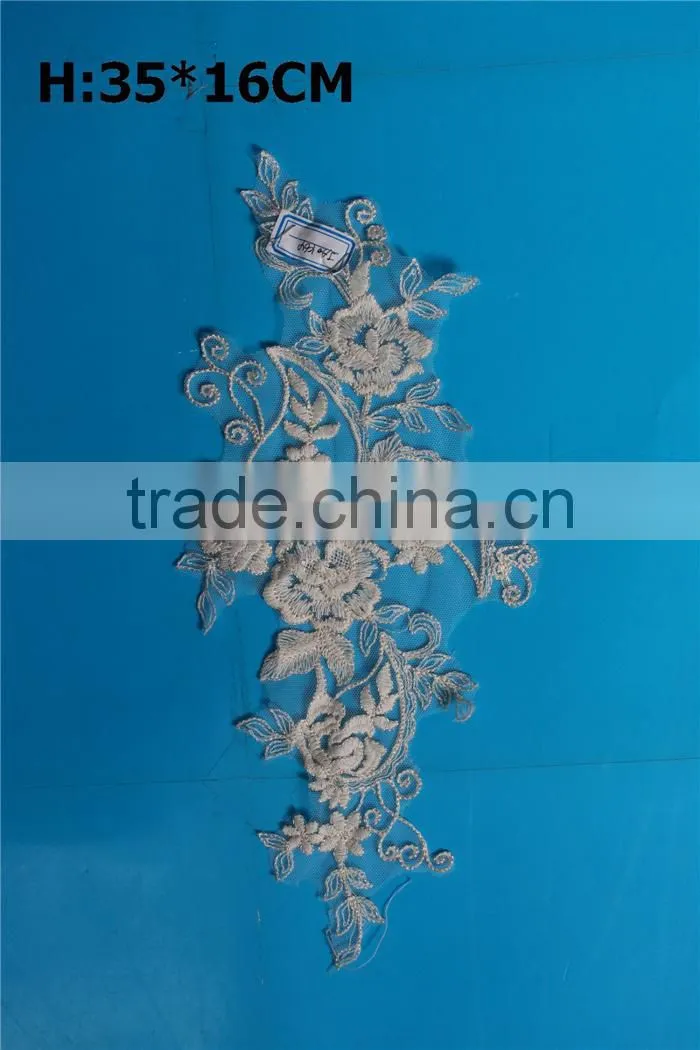 2017 floral applique embroidered patches lace flower design for bridal