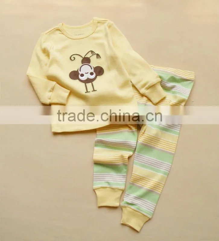 2011 autumn baby clothes set 100% cotton embroider pajamas