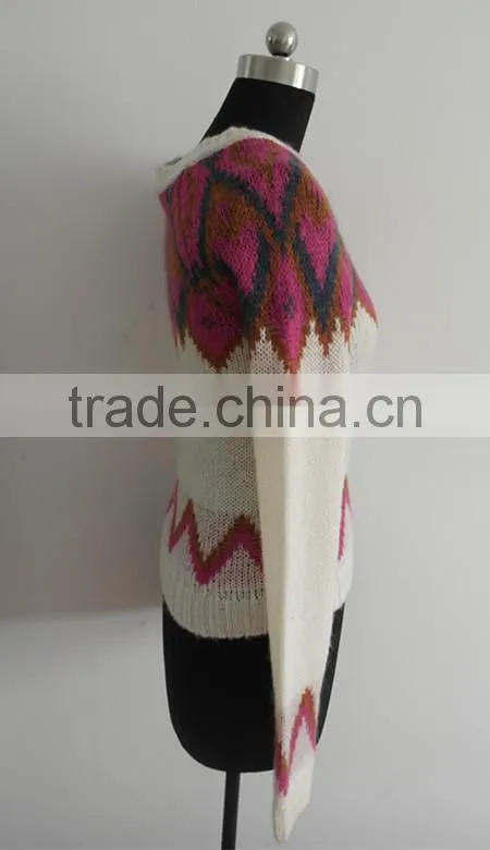 fashion women's jacquard knit pullover sweater