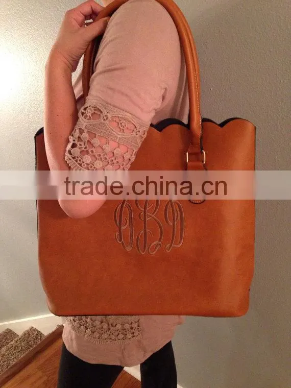 Wholesale fashion Monogrammed scalloped purse