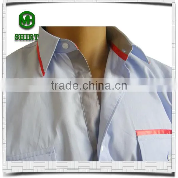 2016 Blue 100%Cotton Wholesale Mens Work Shirts Men Formal Short Sleeve Shirts With Two Chest Pockets