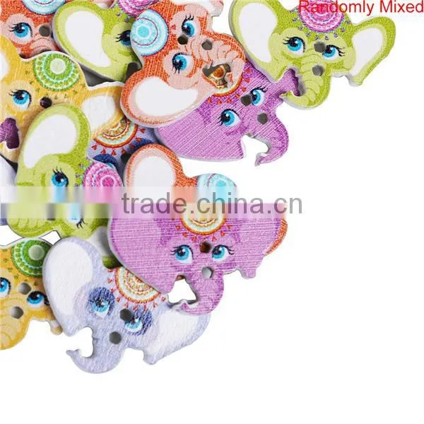Wood Sewing Buttons Scrapbooking 2 Holes Elephant Head At Random
