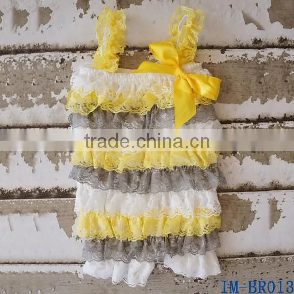 Boutique Remakes Newborn Baby Girls Pink Lace Ruffles Rompers with Bow IM-BR010