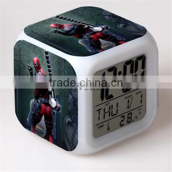 Promotion Gift LED Alarm Clock Deadpool Alarm Clock Table clock for kids Custom Digital LED Alarm clock