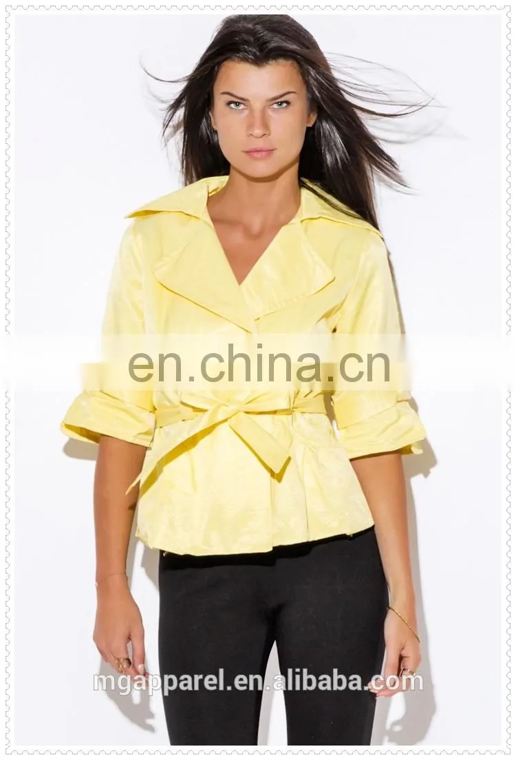 high quality lady yellow double breasted half sleeve jacket nepal low price