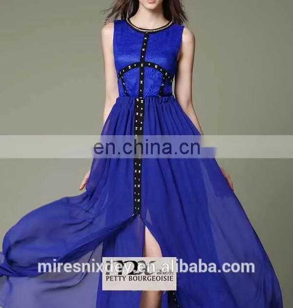 Blue Sexy Short Sleeveless Women Dress