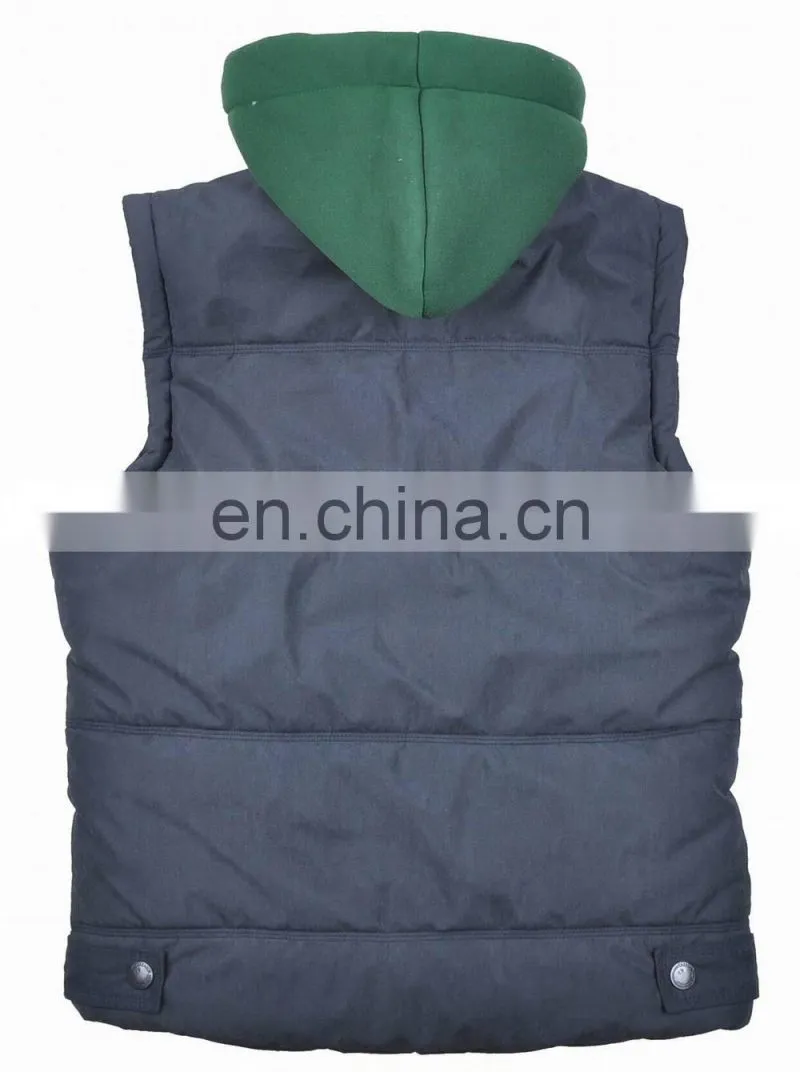 2015 lastest design mens faux fur lining hooded embroidery fur vest