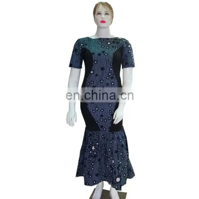 High quality african style wax fabric african long wax dresses