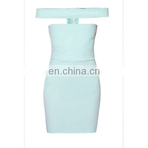 Sexy off shoulder dress fashion women clothing strapless blue bodycon dress