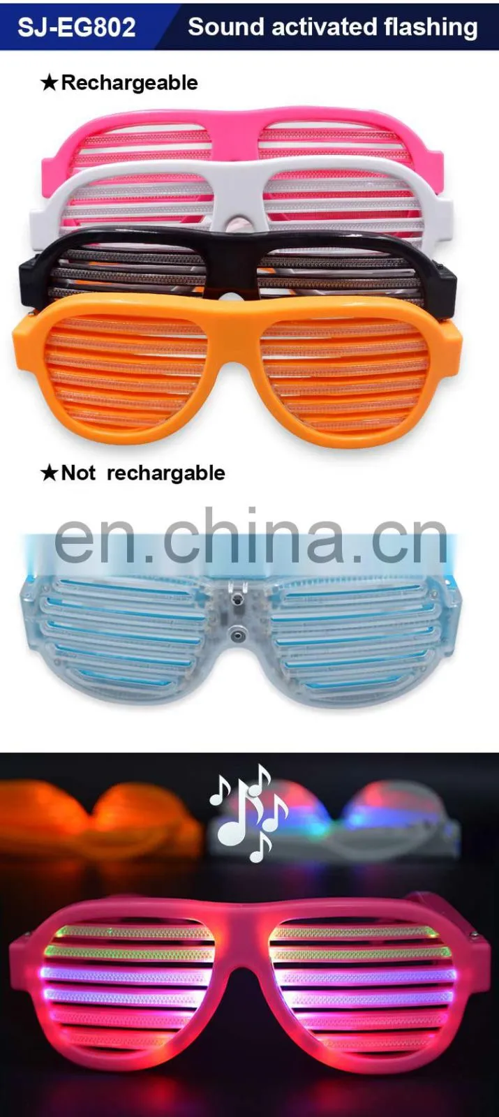Hot Sale New Product New Design Sound Activated LED Glasses Color Customized New Style