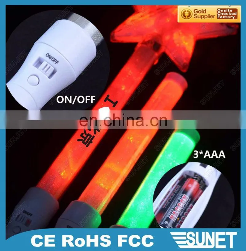 Custom logo printing cheering red heart shaped LED party glow sticks