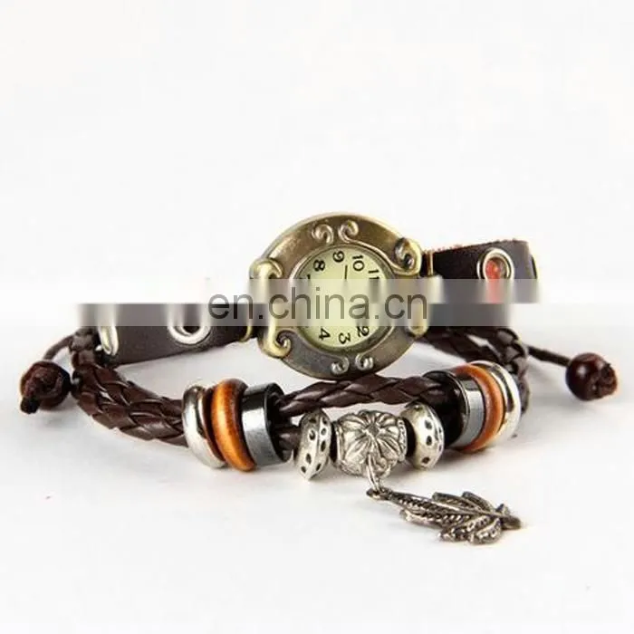 New fashion lover gift luxury vintage genuine leather charm women charm watch
