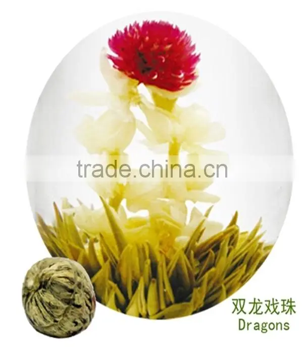 Artistic Flower Blooming Tea the double dragon sprouting a pearl