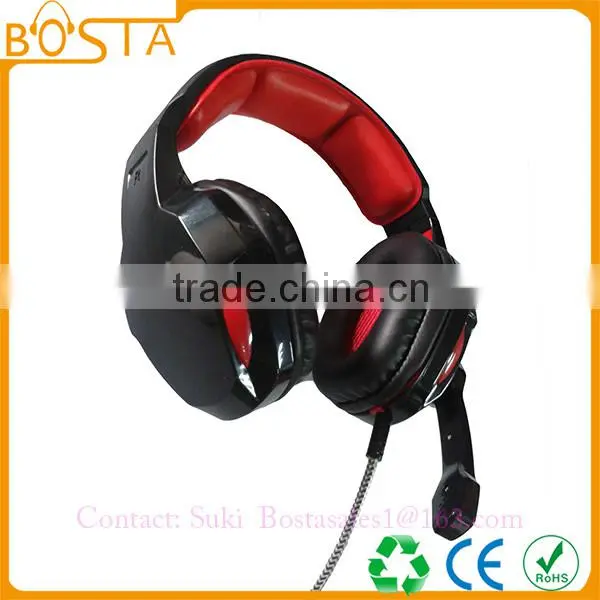 USB Comfortable China wholesale LED gaming headsets with stick mic and 3.5mm jack