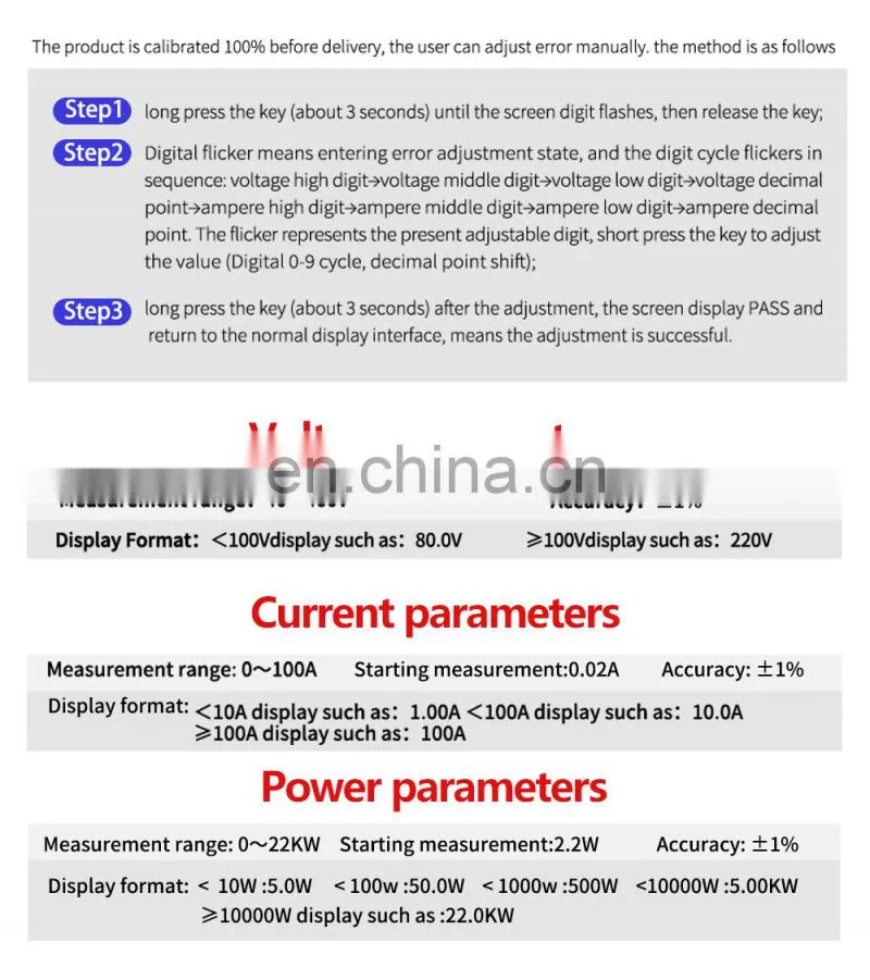 100A 220VAC 380VAC Power Meter Digital Voltmeter Ammeter Watt Meter Voltage Current Power Monitor electric Tester Volt 40-440V
