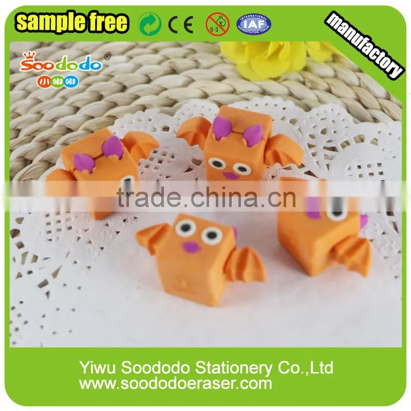 3D novelty puzzle black angel design eraser,mini erasers