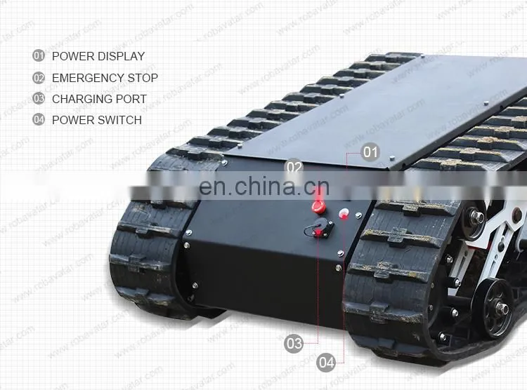 High torque brushless motor AVT-9T rubber crawler robot chassis commercial robot rescue robot good for inspection, exploration