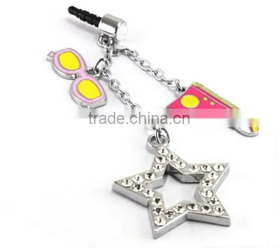 3.5mm earphone hole dustproof plug metal enamel charm jewelry in wholesale