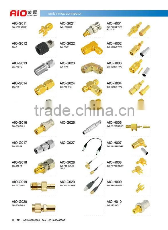 crimp type SMB female RF connector