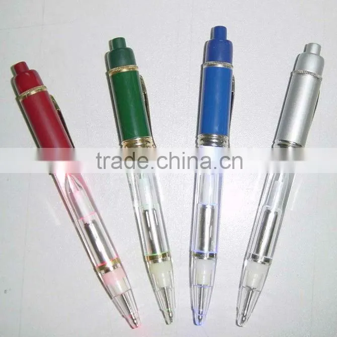 hallmark corrosion pen with 3 color led glowing ,office stationery accessories promotional and advertising ballpen ,light up pen