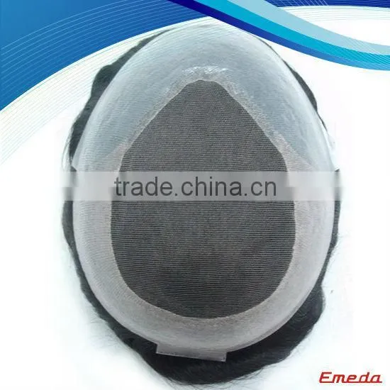 Hot sale Swiss lace toupee with PU on back hair replacement