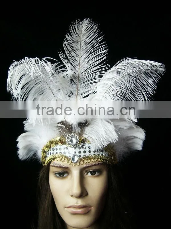 Magnificent White Feather Carnival Princess headdress