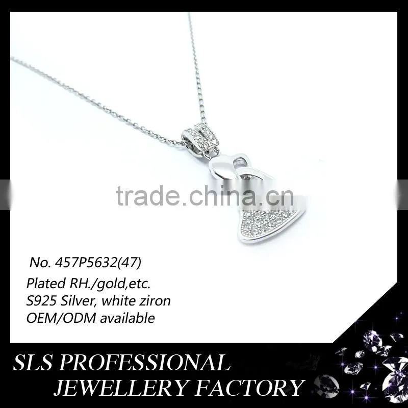 2014 fashion 2 Heart design 925 silver heart pendant jewelry peace sign pendant for girls and best friends ' pendant