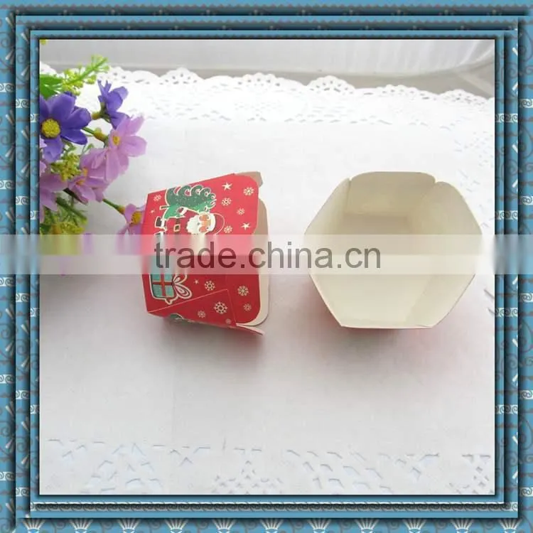 Christmas Hexagon shape high temperature muffin cup ,cake tray